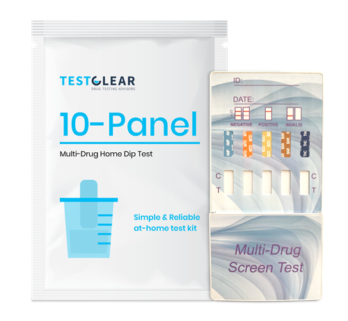 Testclear’s 10-panel Multi-Drug Home Dip Test