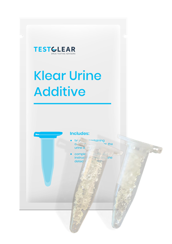 Testclear’s Klear Urine Additive, designed to be added to a urine sample for 5-panel drug tests.