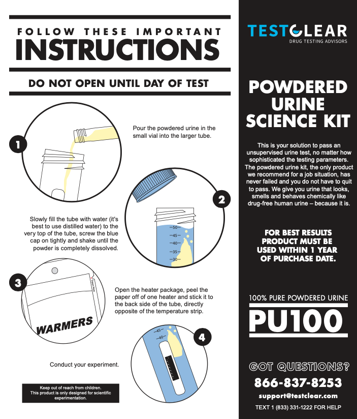 Using Testclear’s Powdered Urine Kit in 4 easy steps.